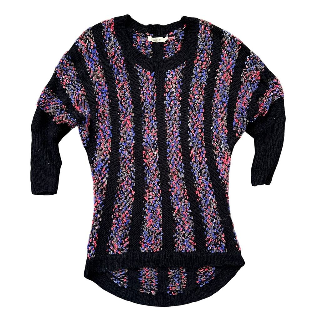 Black Multicolor Textured Knit Sweater - Women's